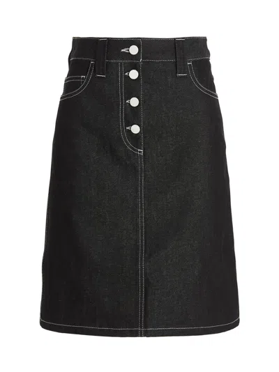 Sunnei Denim Skirt With Contrast Stitching In Black