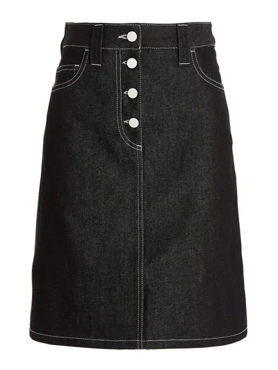 Sunnei Denim Skirt With Contrast Stitching In Black