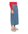 Sunnei Logo-patch Denim Skirt In Blue