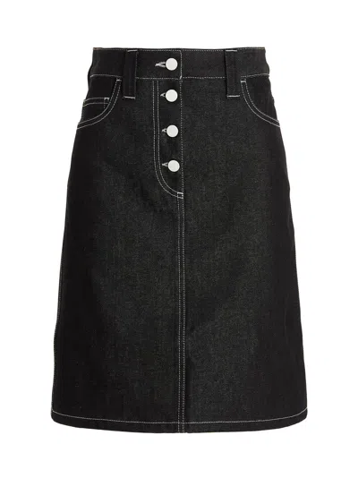 Sunnei Denim Skirt With Contrast Stitching In Black