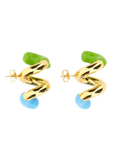Sunnei Small Rubberized Curly Earrings In Gold