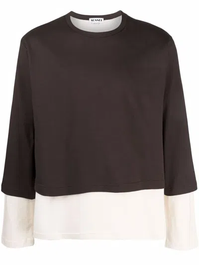 Sunnei Double-layered Longsleeved T-shirt In Brown