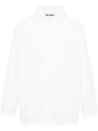 Sunnei Drawstring-hood Cotton Shirt In Neutrals