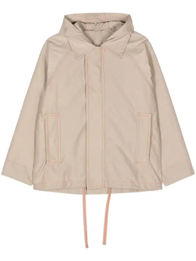Sunnei Easy Water-repellent Hooded Jacket In Neutrals