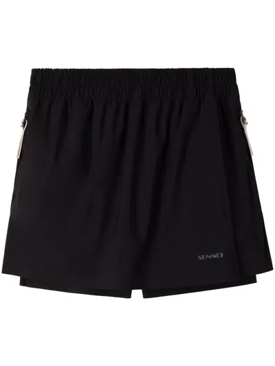 Sunnei Elastic Mini Skort In Black