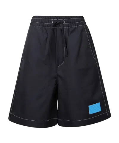 Sunnei Dark Wash Elastic-waist Shorts In Blue