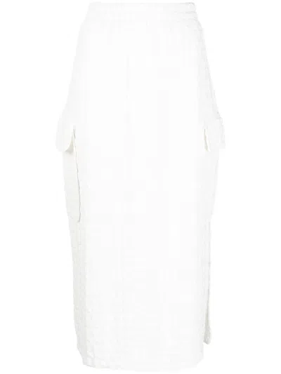 Sunnei Embossed Logo-print Midi Skirt In White