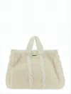 Sunnei Fluffy Textured Shoulder Bag With Optional Strap In White