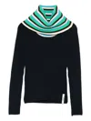 Sunnei Folded Striped Long-sleeve Sweater In Black