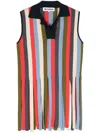 Sunnei Fringed-edge Striped Polo Shirt In Blue