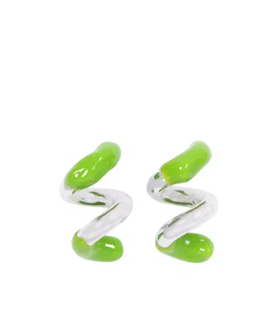 Sunnei Fusillo Logo Engraved Earrings In Green