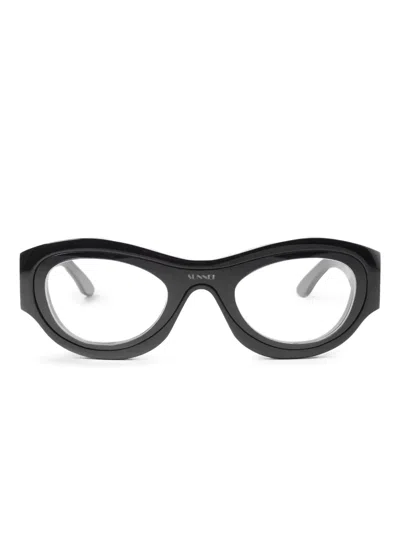 Sunnei Geometric-frame Glasses In Black