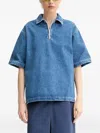 Sunnei Half-zip Denim Top In Blue