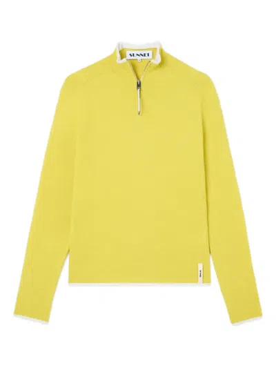 Sunnei Half-zip Long-sleeve Top In Yellow