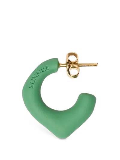 Sunnei Half-hoop Earrings In Green