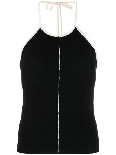 Sunnei Halterneck Knitted Top In Black