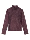 Sunnei High-neck Print Long-sleeve Top In Purple