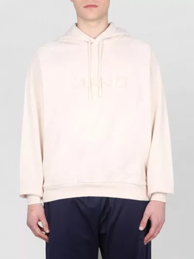 Sunnei Hooded Sweater Drawstring Hood Ribbed Cuffs Hem In Neutral