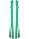 Sunnei Horizontal-pattern Print Midi Dress In Green