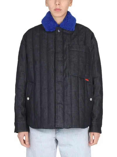 Sunnei Jacket With Faux Fur In Blue