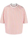Sunnei Striped Crew-neck T-shirt In Red