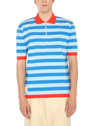 Sunnei Stripped Knitted Polo Shirt In Multicolour