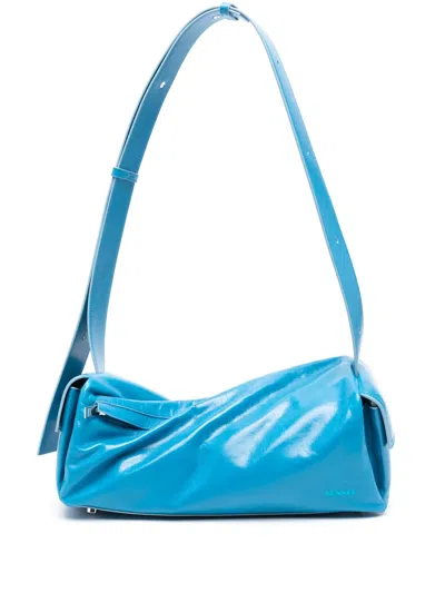 Sunnei Labauletto Twisted Leather Shoulder Bag In Blue