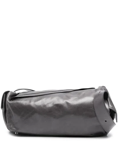 Sunnei Labauletto Twisted Leather Shoulder Bag In Grey
