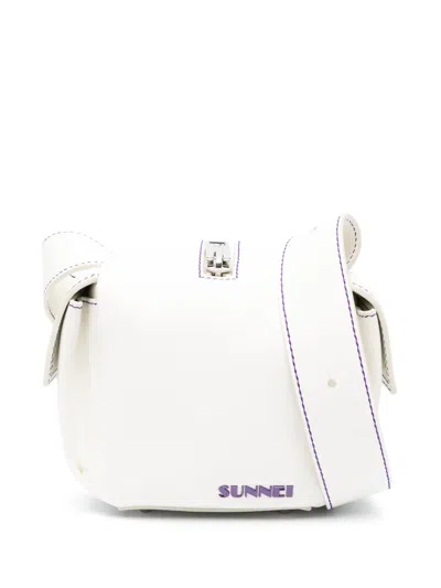 Sunnei Lacubetto Leather Shoulder Bag In White