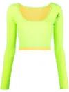 Sunnei Layered Long-sleeved Crop Top In Green