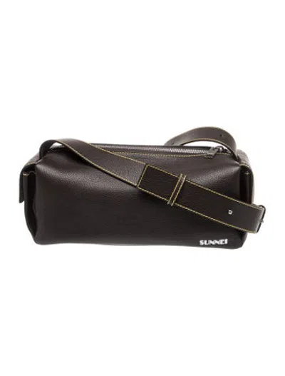 Pre-owned Sunnei Leather Shoulder Bag In Black