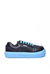 Sunnei Leather Sneaker - Black/light Blue In Black