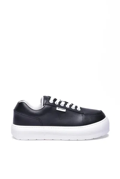 Sunnei Leather Sneaker - Black/white In Blue