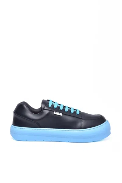 Sunnei Leather Sneakers - Black/light Blue