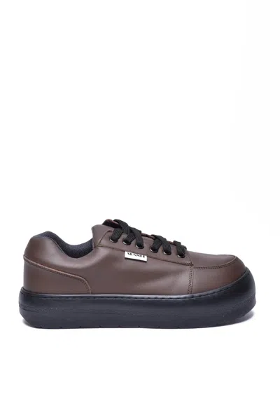 Sunnei Leather Sneakers - Brown/black