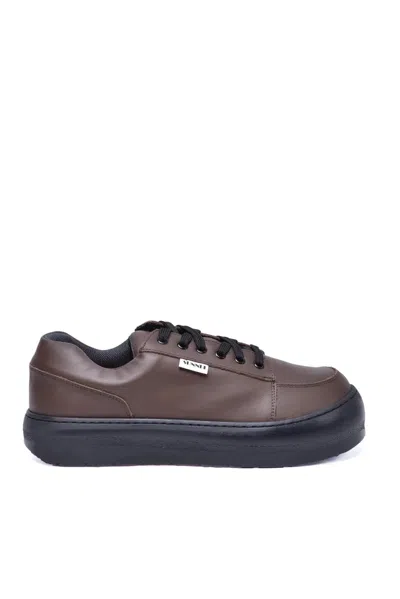 Sunnei Leather Sneakers - Brown/black