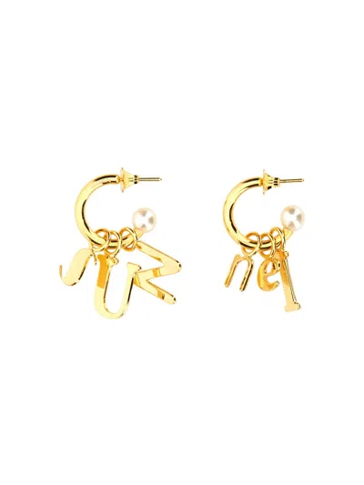 Sunnei Lettering Logo Dangle Earrings In Brown
