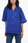 Sunnei Linen Shirt With Breast Pocket In Blue