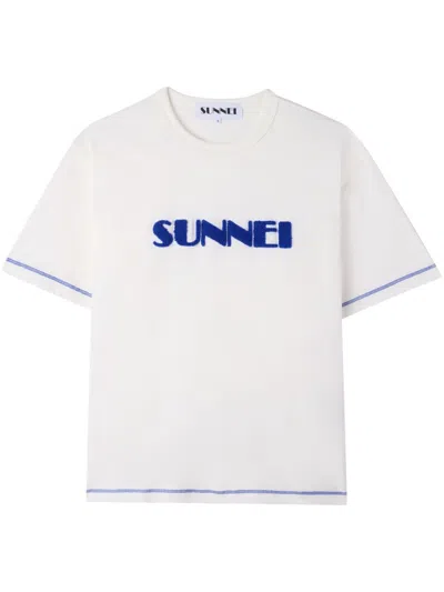 Sunnei Logo-appliqué T-shirt In White