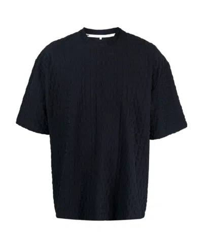 Sunnei Logo Embossed Crewneck T-shirt In Black