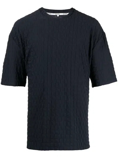 Sunnei Logo-embossed Jersey T-shirt In Blue