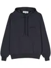 Sunnei Logo-embroidered Cotton Hoodie In Blue