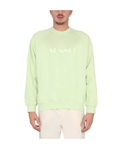 Sunnei Logo Embroidered Long-sleeved Sweatshirt In White