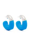 Sunnei Logo-engraved Sculpted-hoop Earrings In Blau