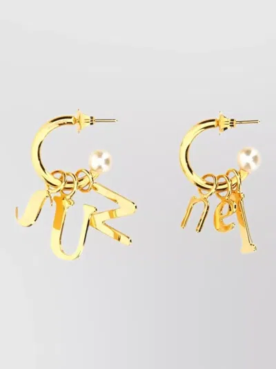 Sunnei Logo Hoop Earrings Small Circle Pearls