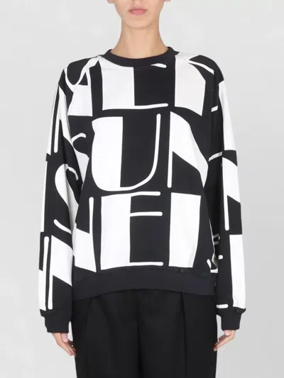 Sunnei Logo Knit Crew Neck Long Sleeve Sweatshirt In Black