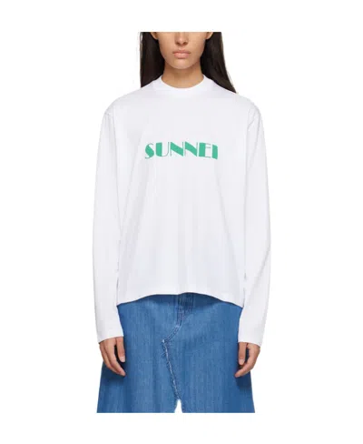 Sunnei Logo Long-sleeved T-shirt In White
