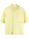 Sunnei Logo-print Crinkled Shirt In Grün