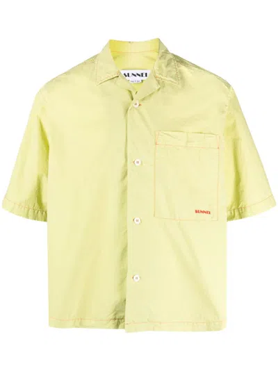 SUNNEI LOGO-PRINT CRINKLED SHIRT