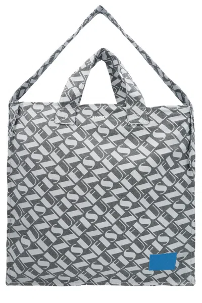 Sunnei Logo Print Denim Shopping Bag